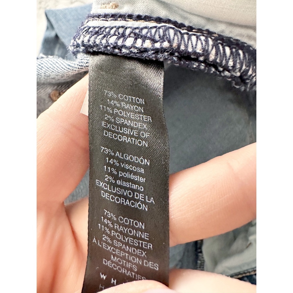 WHBM Floral Peekaboo Disrressed Skinny Ankle Cotton Blue Jeans Womens Size 6 - Picture 8 of 11